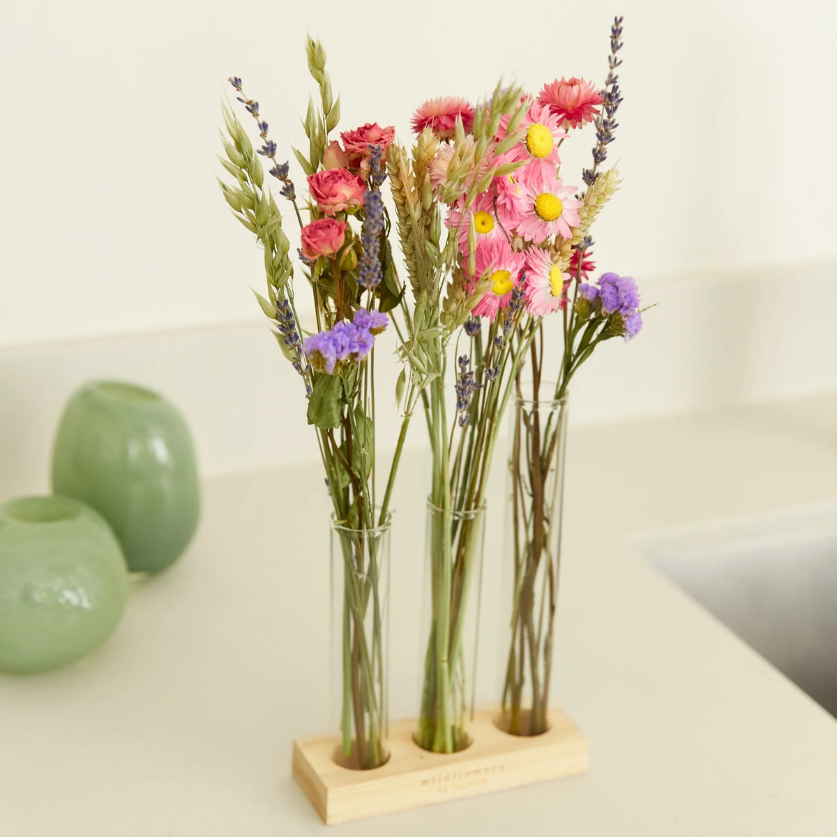Floriëtte - Trockenblumen - Geschenkbox MIT VASEN, Rosa