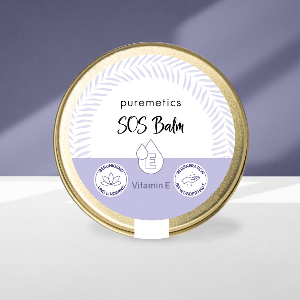Puremetics | SOS Balm „Vitamin E“ – Intensivpflege für trockene & irritierte Haut | 10ml (vegan, ohne Parfüm)