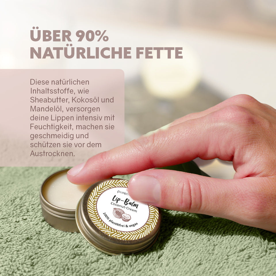 Puremetics | Lippenbalsam „Coconut Cream“ – pflegender Lippenbalsam mit Sheabutter & Kokosöl (vegan)