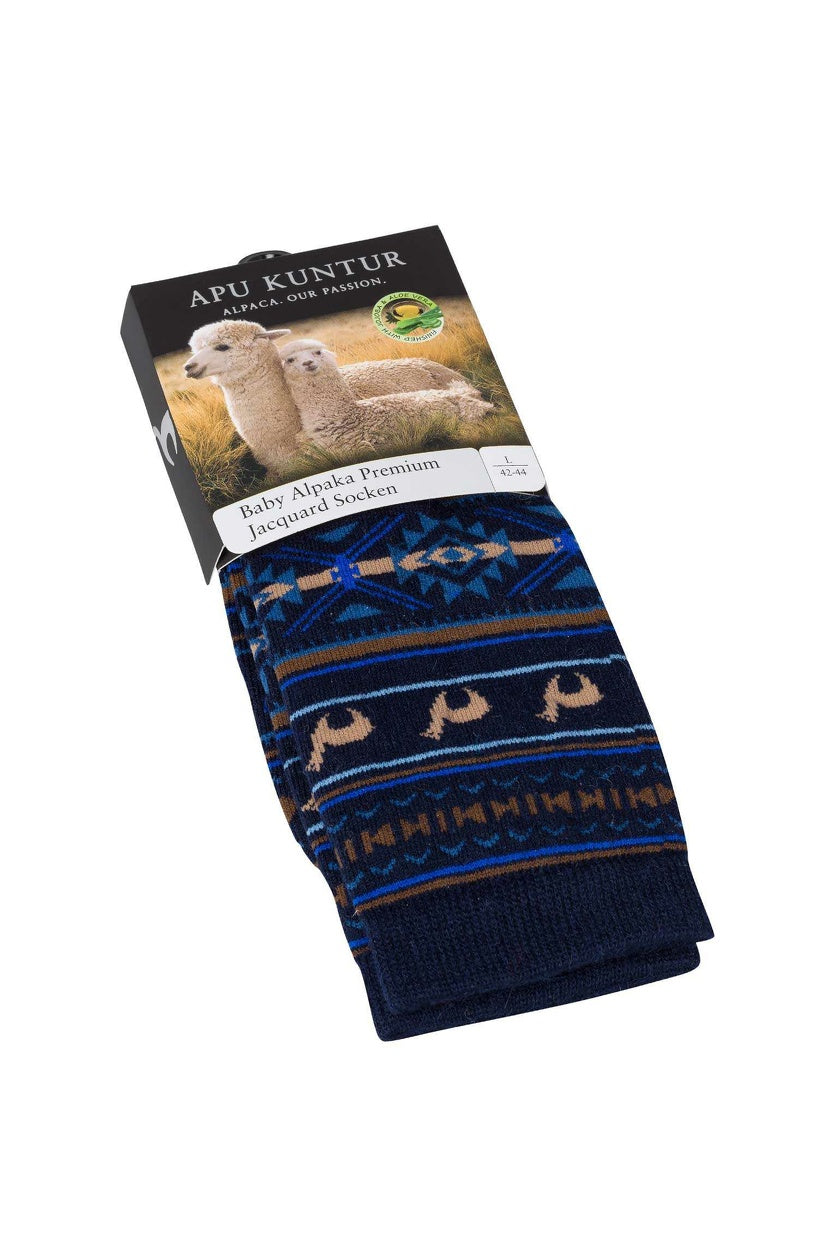 Apu Kuntur - Alpaka-Jacquard-Socken - Alpaka-Mischgewebe