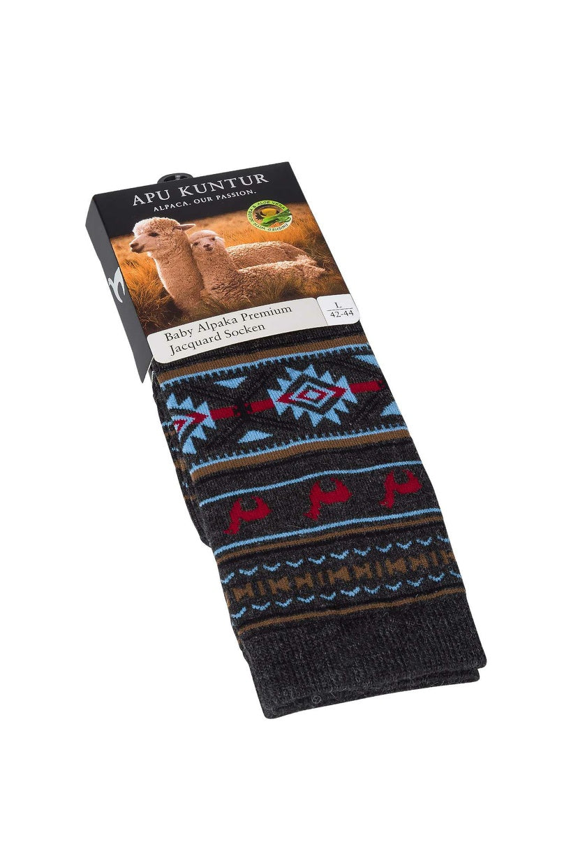 Apu Kuntur - Alpaka-Jacquard-Socken - Alpaka-Mischgewebe