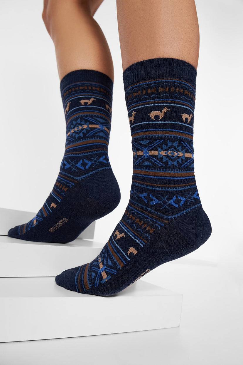 Apu Kuntur - Alpaka-Jacquard-Socken - Alpaka-Mischgewebe