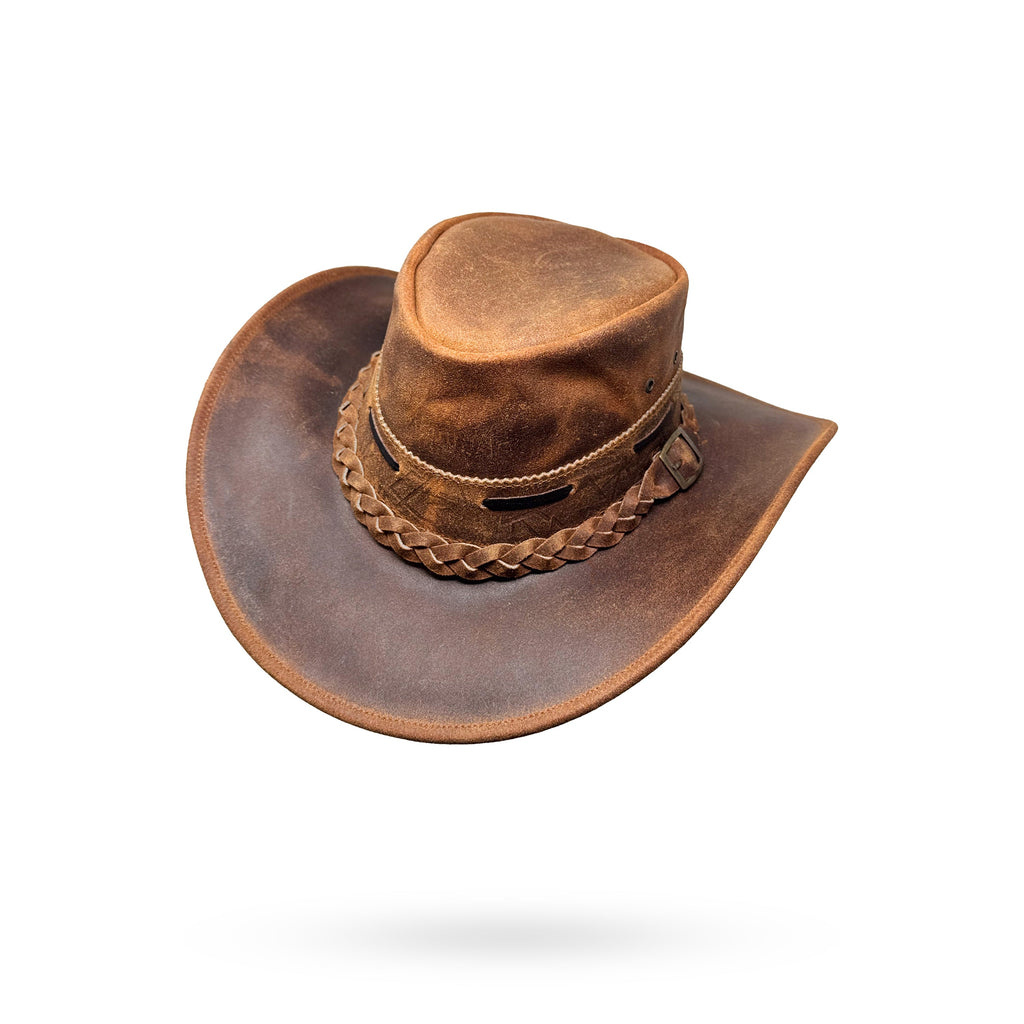 Lederhut Western Cowboy – Outdoor Hut Reiten, Wandern & Abenteuer Rustic Brown