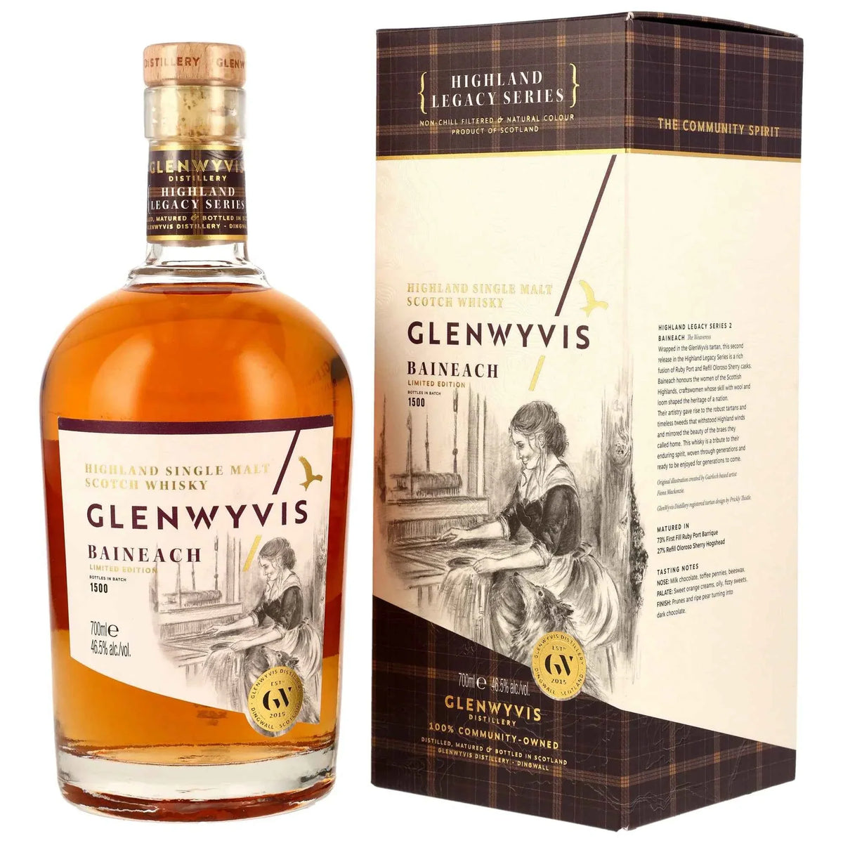 GlenWyvis - Highland Legacy Series - Baineach - 1st Fill Ruby Port Barrique & Refill Oloroso Sherry Cask