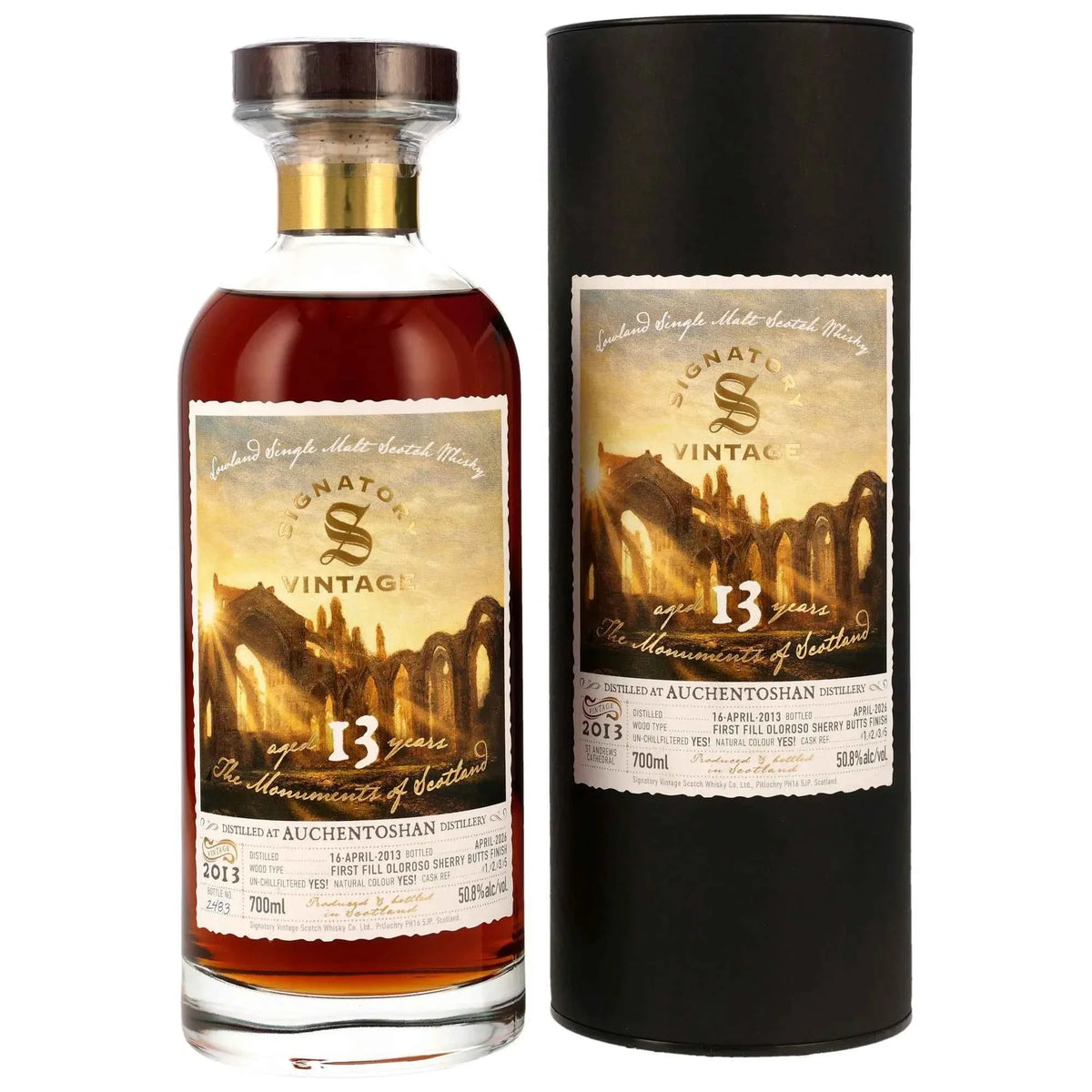 Auchentoshan 13 2013/2026 - Signatory Vintage Monuments of Scotland - 1st Fill Oloroso Sherry Butts Finish