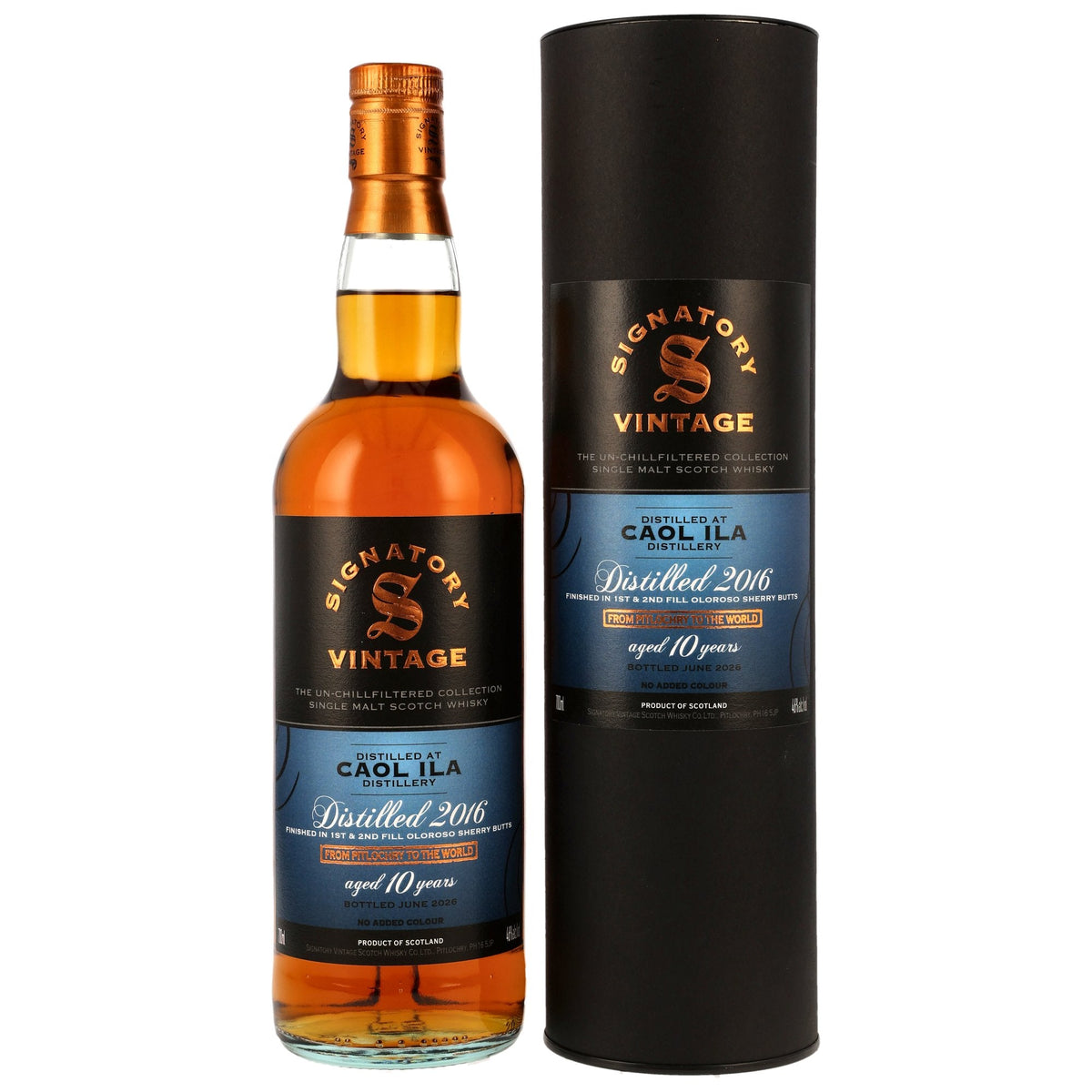 Caol Ila 10 2016/2026 - Signatory Vintage The UN-chillfiltered Collection - Oloroso Sherry Butts Finish