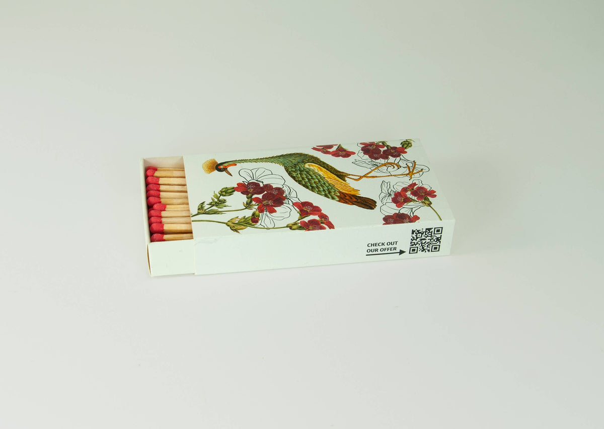 Vintage-Streichhölzer – Lange Streichhölzer mit künstlerischem Motiv „Reiher“
