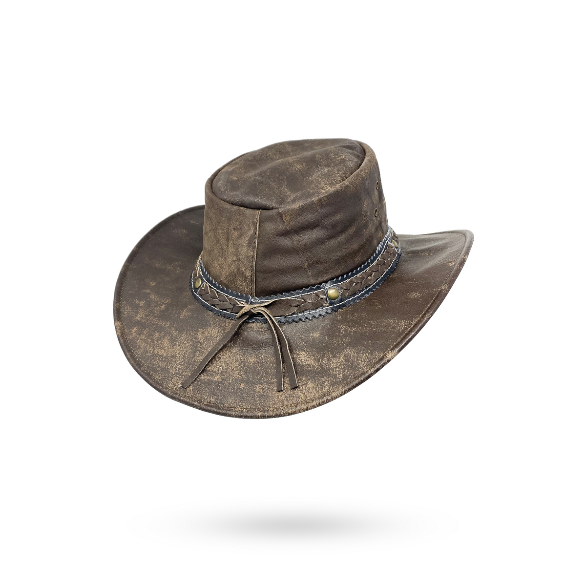 Wickelhut Lederhut Western Cowboy Unisex – Outdoor Hut für Reiten, Wandern & Abenteuer knautschbar „Antik“