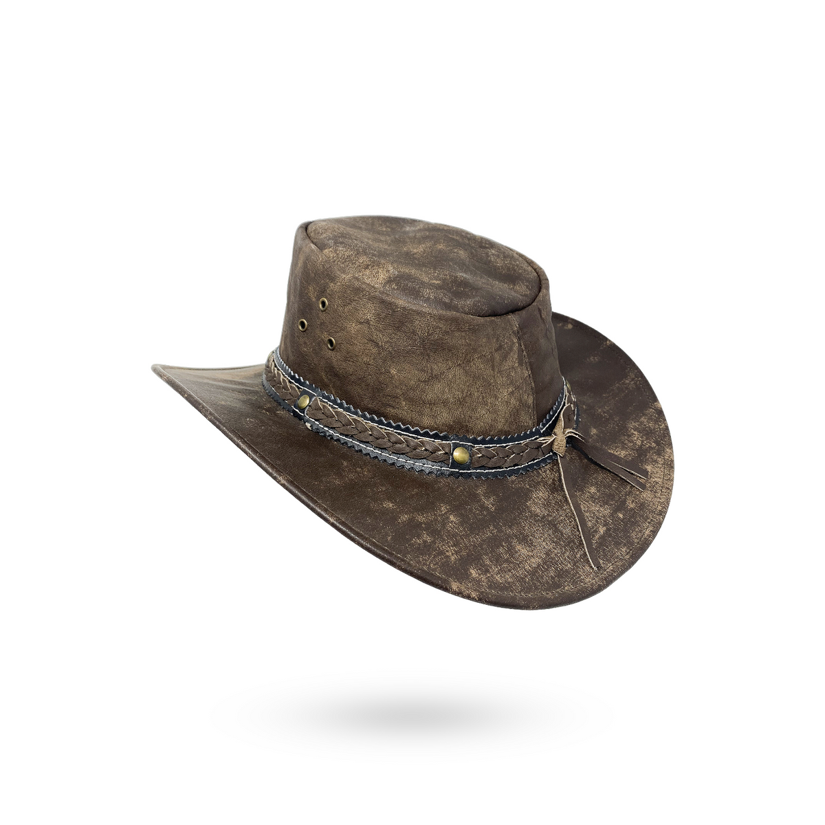 Wickelhut Lederhut Western Cowboy Unisex – Outdoor Hut für Reiten, Wandern & Abenteuer knautschbar „Antik“