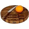 Rundes Stirnholzbrett Eiche ⌀ 35x4cm – Design Hackblock mit Saftrille