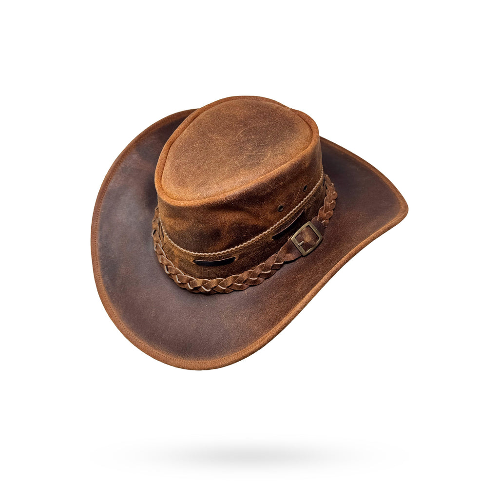Lederhut Western Cowboy – Outdoor Hut Reiten, Wandern & Abenteuer Rustic Brown
