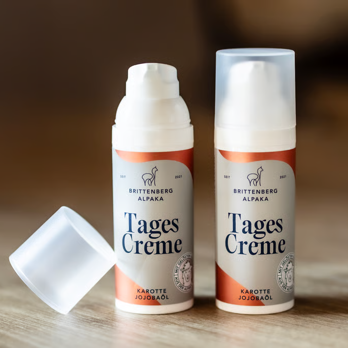 Brittenberg Alpaka – Tagescreme – Karotte und Jojobaöl – mit Keratin aus Alpakawolle