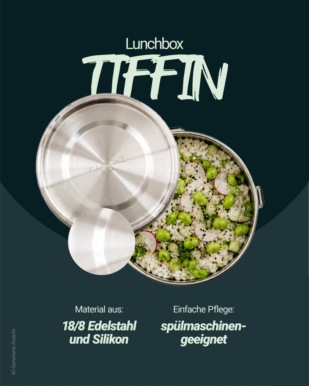 Tiffin Lunchbox aus Edelstahl – Auslaufsicher & Plastikfrei (1200 ml)