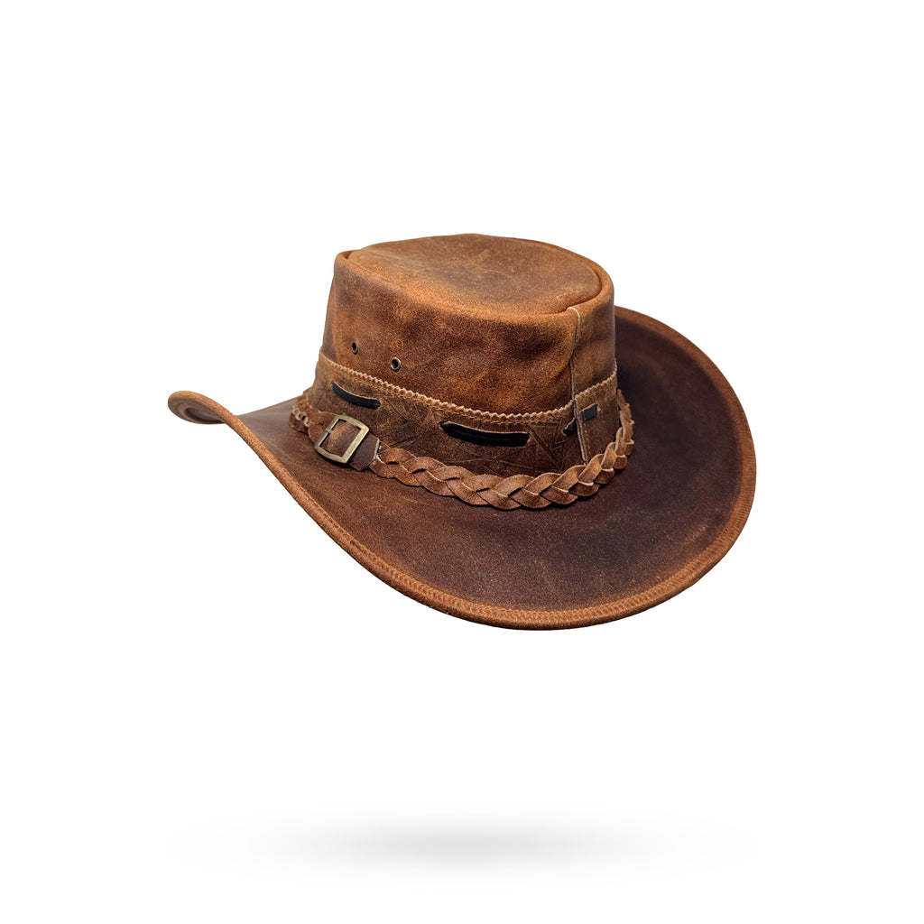 Lederhut Western Cowboy – Outdoor Hut Reiten, Wandern & Abenteuer Rustic Brown