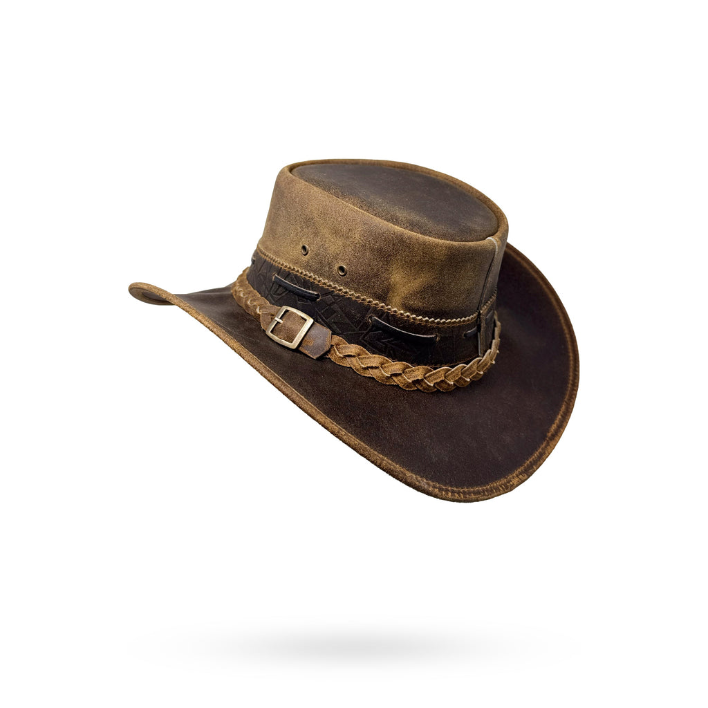 Lederhut Western Cowboy – Outdoor Hut Reiten, Wandern & Abenteuer Shadow Brown