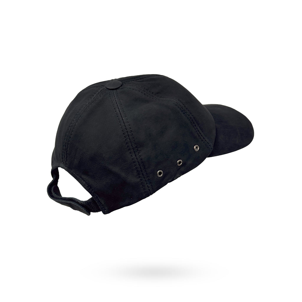 Baseball Cap Leder Outdoor Biker Kappe Lederkappe Unisex Schwarz Nubukleder
