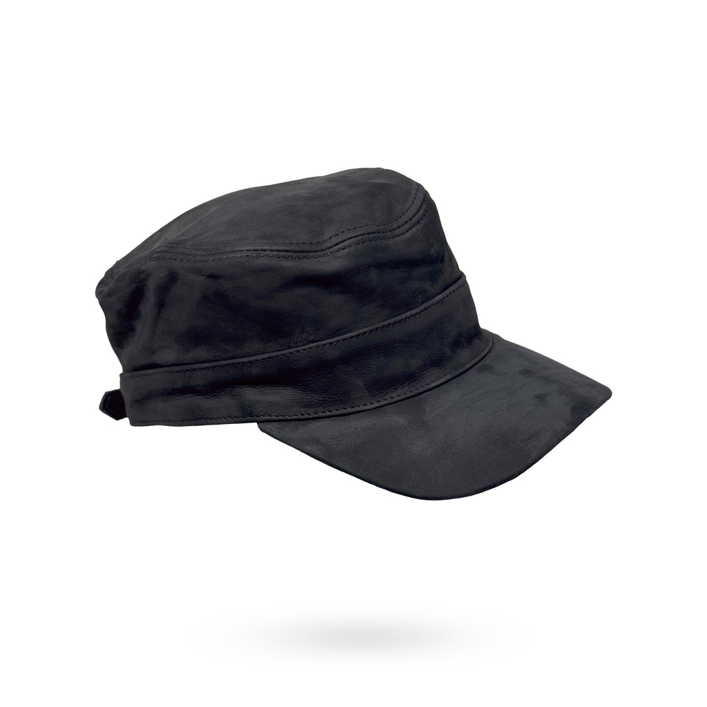 Herren Basecap Echt Leder Schildmütze Mützen Kappe Baseball Cap schwarz Nubuk