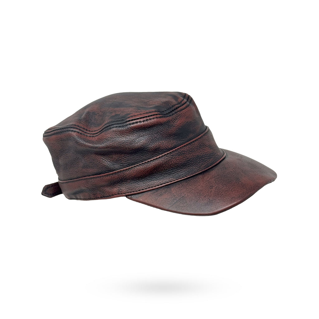 CUBA Cap Ledercap Basecap Echt Leder Schildmütze Schirmmütze Mütze Grey/Redish