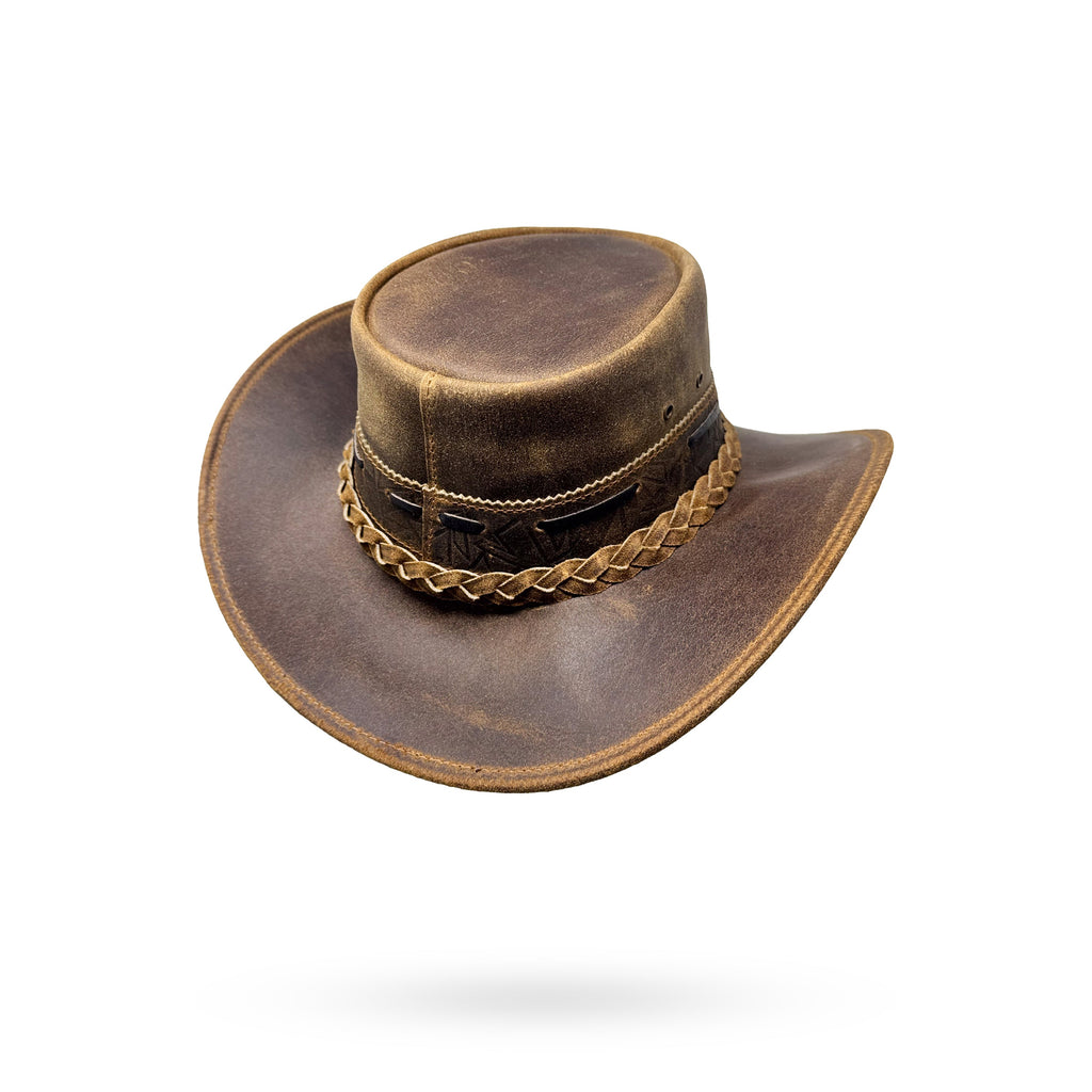 Lederhut Western Cowboy – Outdoor Hut Reiten, Wandern & Abenteuer Shadow Brown