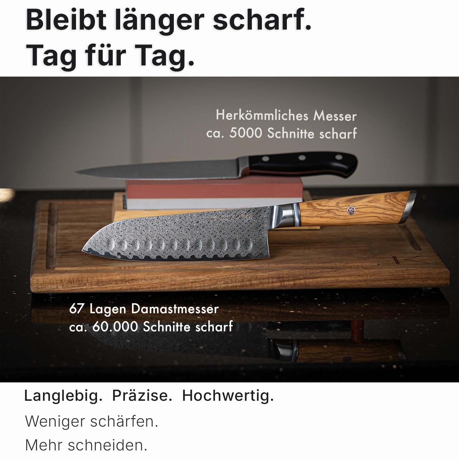 Damast-Santokumesser "Olive"