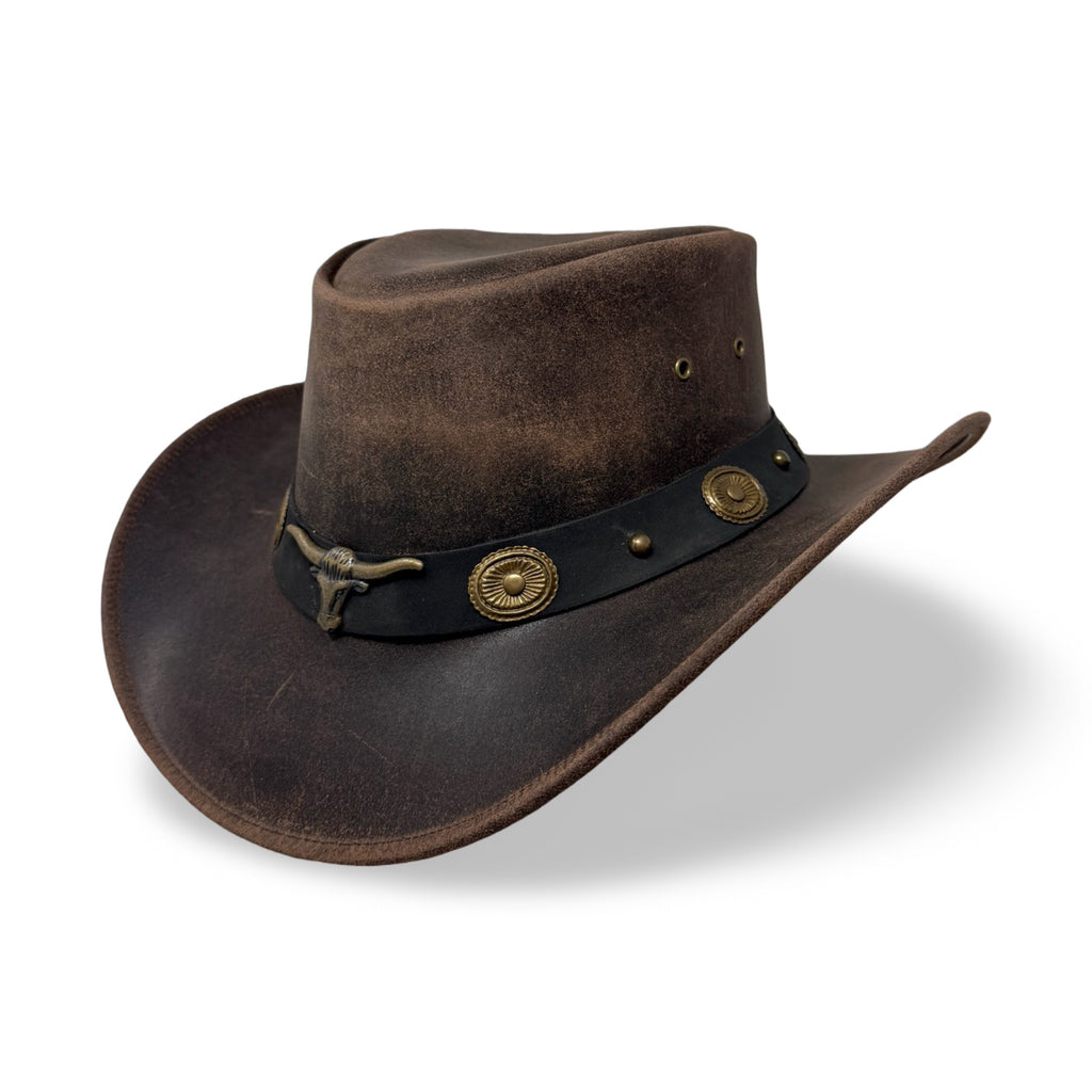 Darkwood – Premium Lederhut aus Crazy Horse Echtleder | Cowboyhut & Westernhut für Damen und Herren