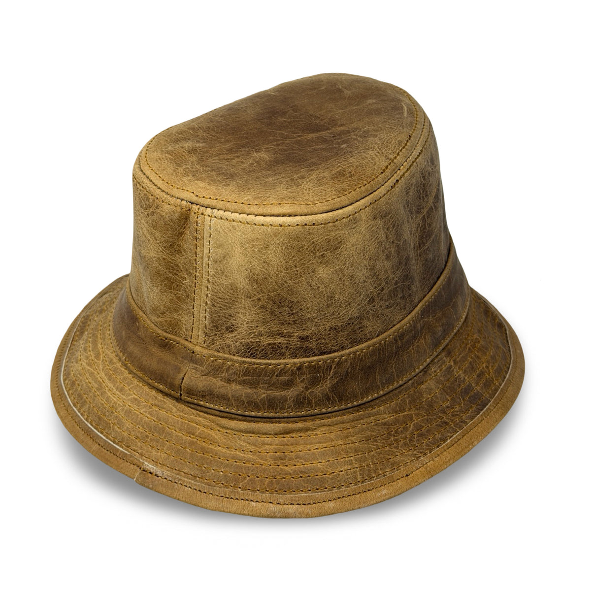 Lederhut Echtleder Büffelleder Trilby Unisex Outdoorhut Wandern Braun Honeyoak