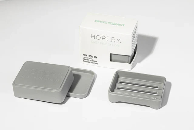 /HOPERY GREY 3-in-1 Seifenschale - aus Bambus und Mais