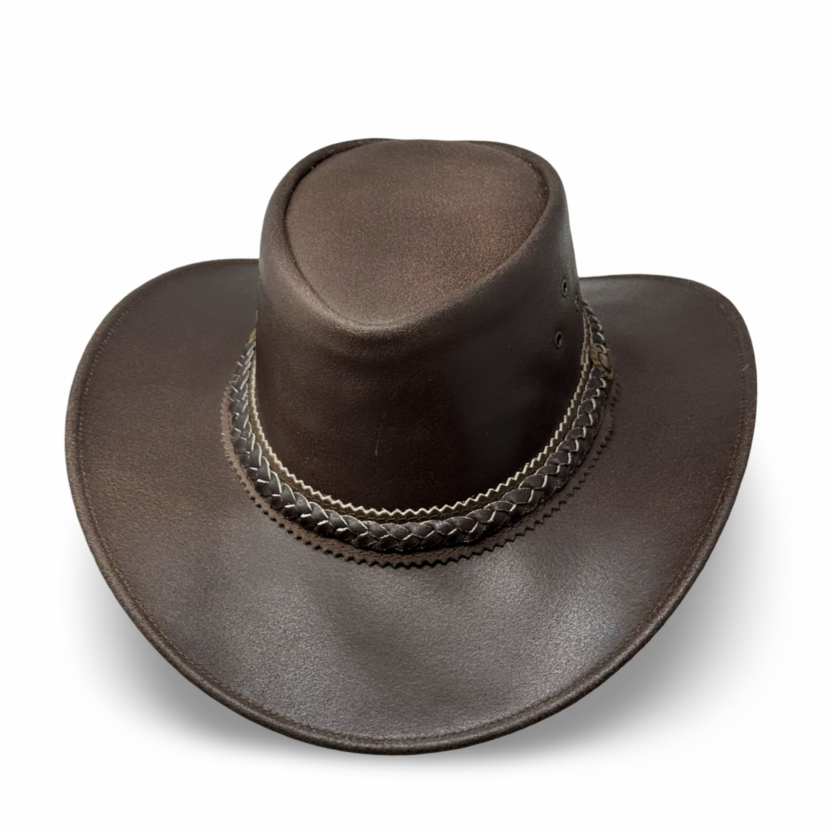 Cowboyhut Lederhut mit geflochtenem Hutband im Westernstil Outdoor Hut Western