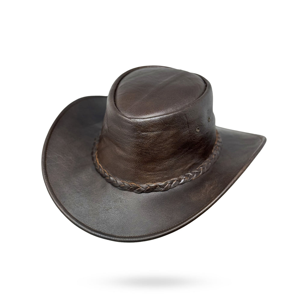Wickelhut Lederhut Western Cowboy Unisex – Outdoor Hut für Reiten, Wandern & Abenteuer knautschbar