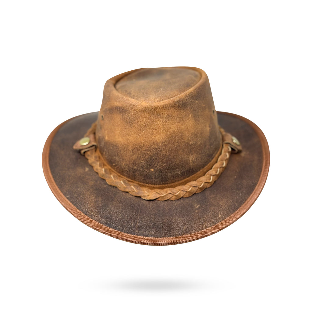 Lederhut Western Cowboy Unisex – Outdoor Hut für Reiten, Wandern & Abenteuer "Crazy Redish"