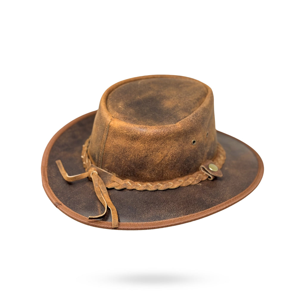Lederhut Western Cowboy Unisex – Outdoor Hut für Reiten, Wandern & Abenteuer "Crazy Redish"