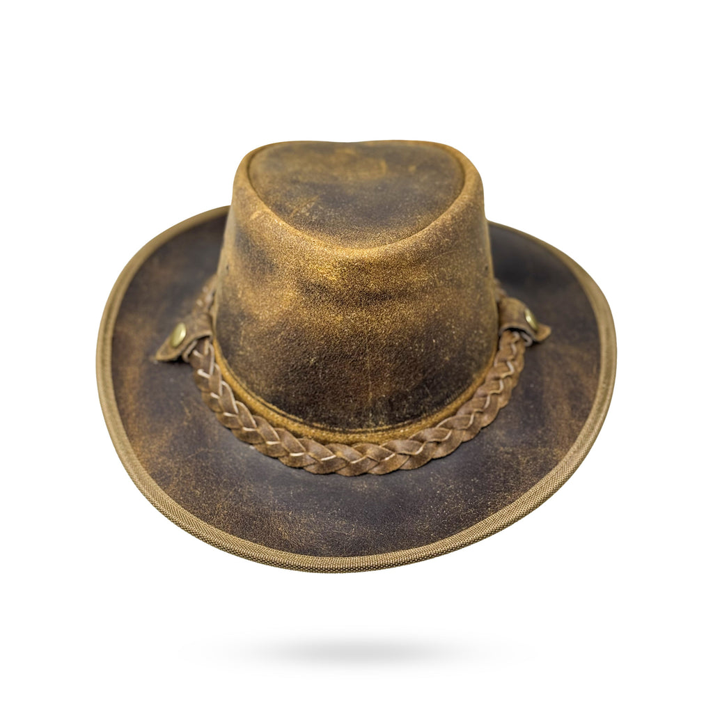 Lederhut Western Cowboy Unisex – Outdoor Hut für Reiten, Wandern & Abenteuer "Crazy Brown"