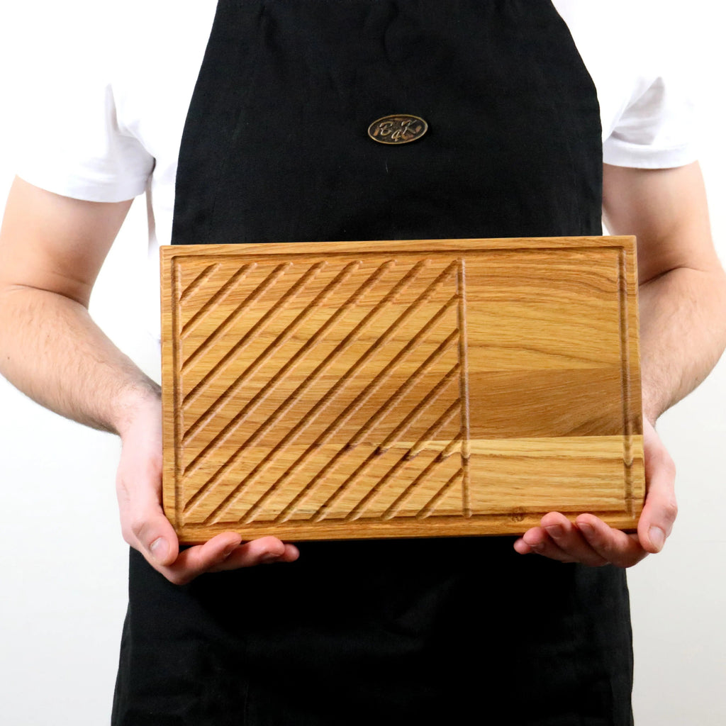 Steakbrett Eiche 32x20x2,2cm – Grillbrett mit Saftrille & Saftrinne