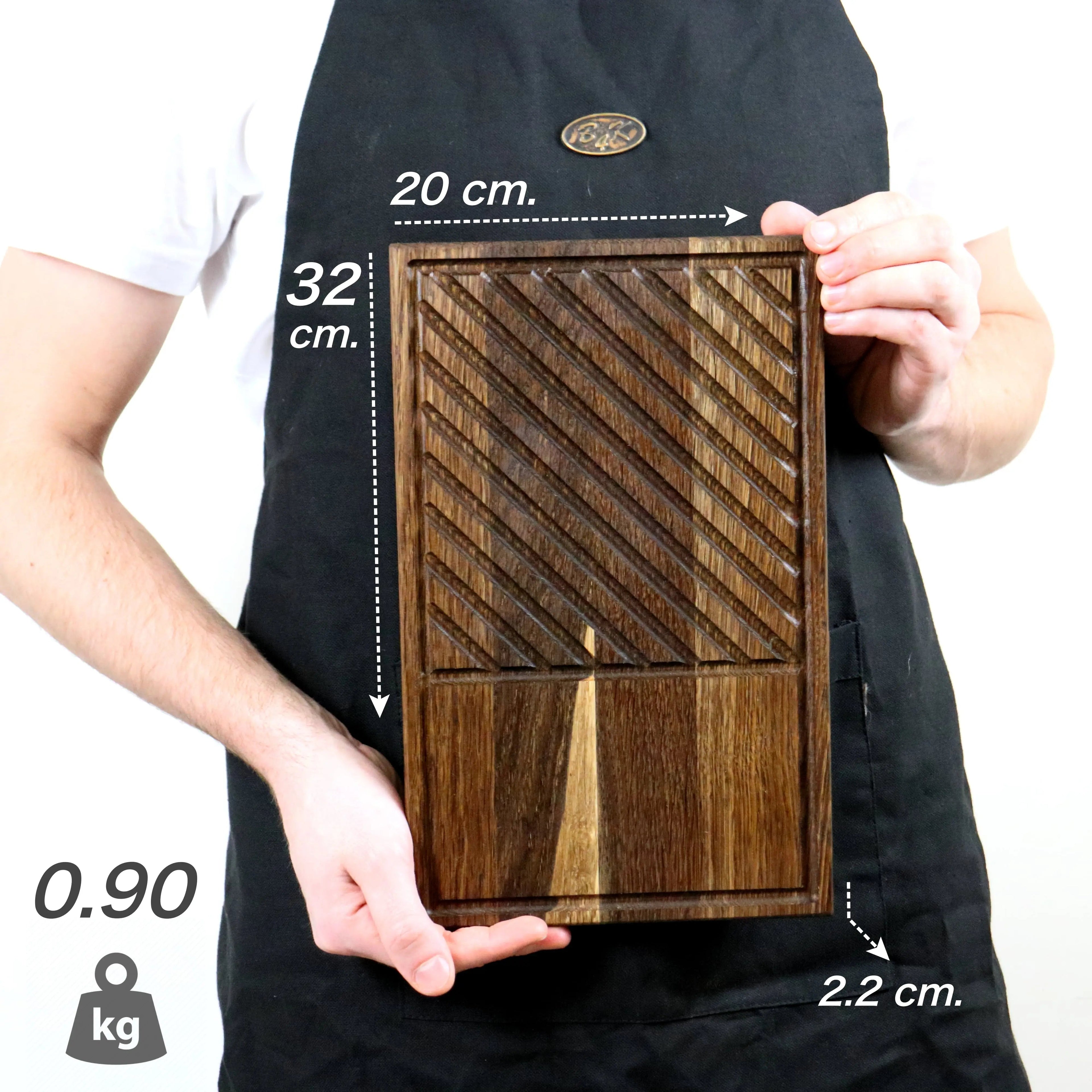 Steakbrett Eiche 32x20x2,2cm – Grillbrett mit Saftrille & Saftrinne