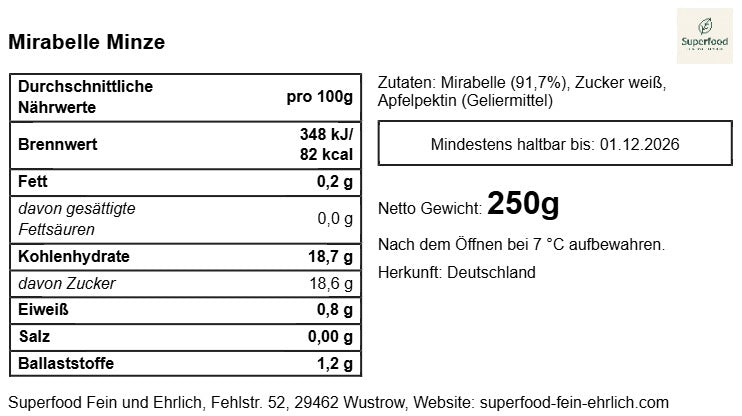 💛 Mirabellen-Minze-Marmelade: Sommerfrische mit überraschender Eleganz 200 g