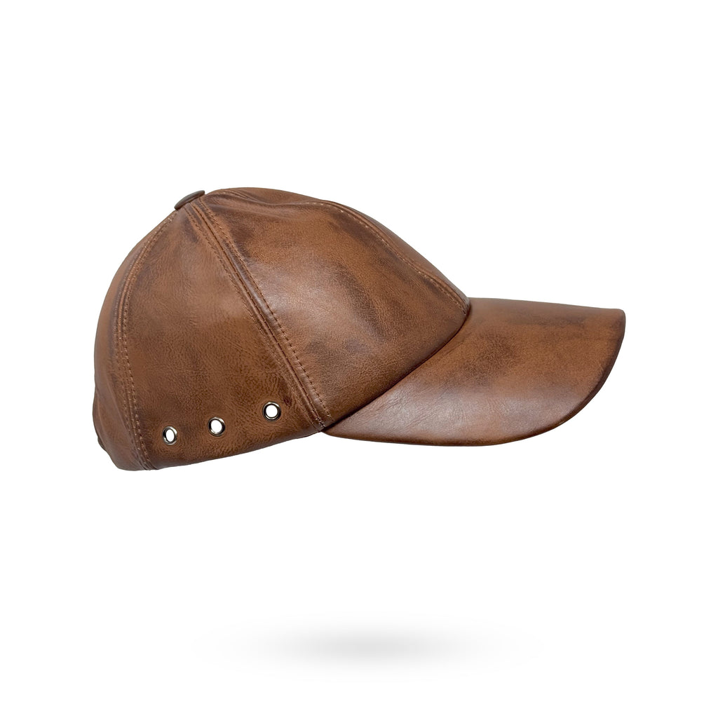 Baseball Cap Leder Outdoor Biker Kappe Lederkappe Käppi Unisex Redish