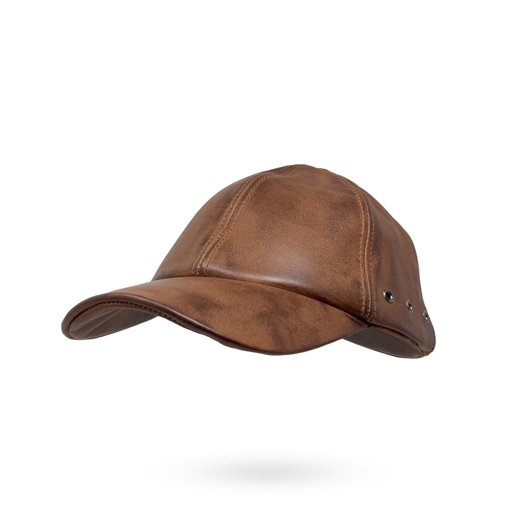 Baseball Cap Leder Outdoor Biker Kappe Lederkappe Käppi Unisex Redish
