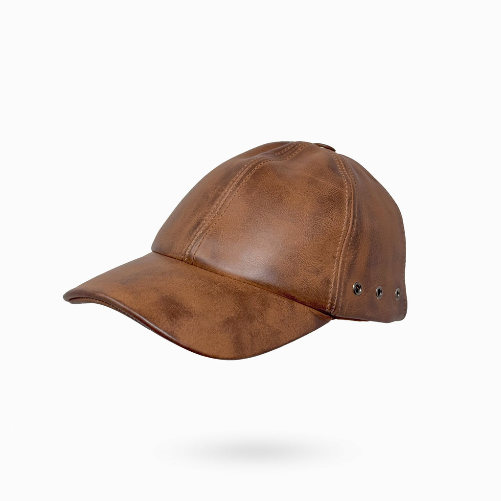 Baseball Cap Leder Outdoor Biker Kappe Lederkappe Käppi Unisex Redish