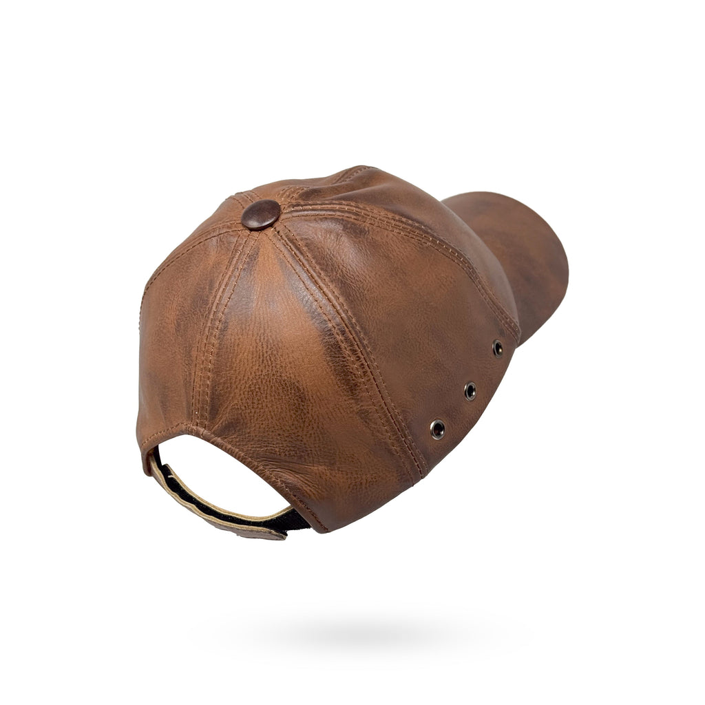 Baseball Cap Leder Outdoor Biker Kappe Lederkappe Käppi Unisex Redish