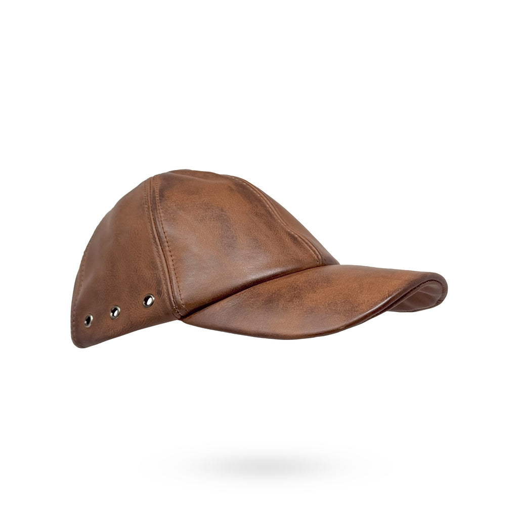 Baseball Cap Leder Outdoor Biker Kappe Lederkappe Käppi Unisex Redish