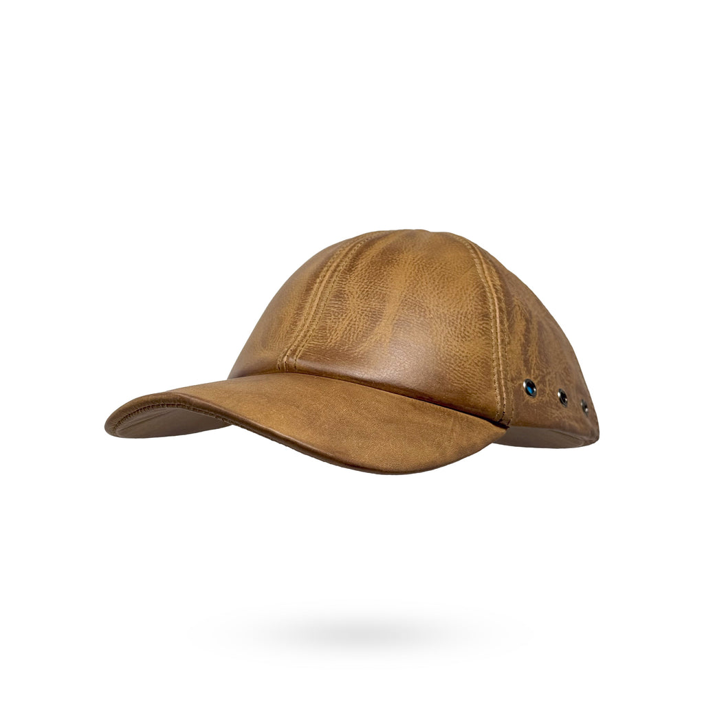Baseball Cap Leder Outdoor Biker Kappe Lederkappe Käppi Unisex Sand