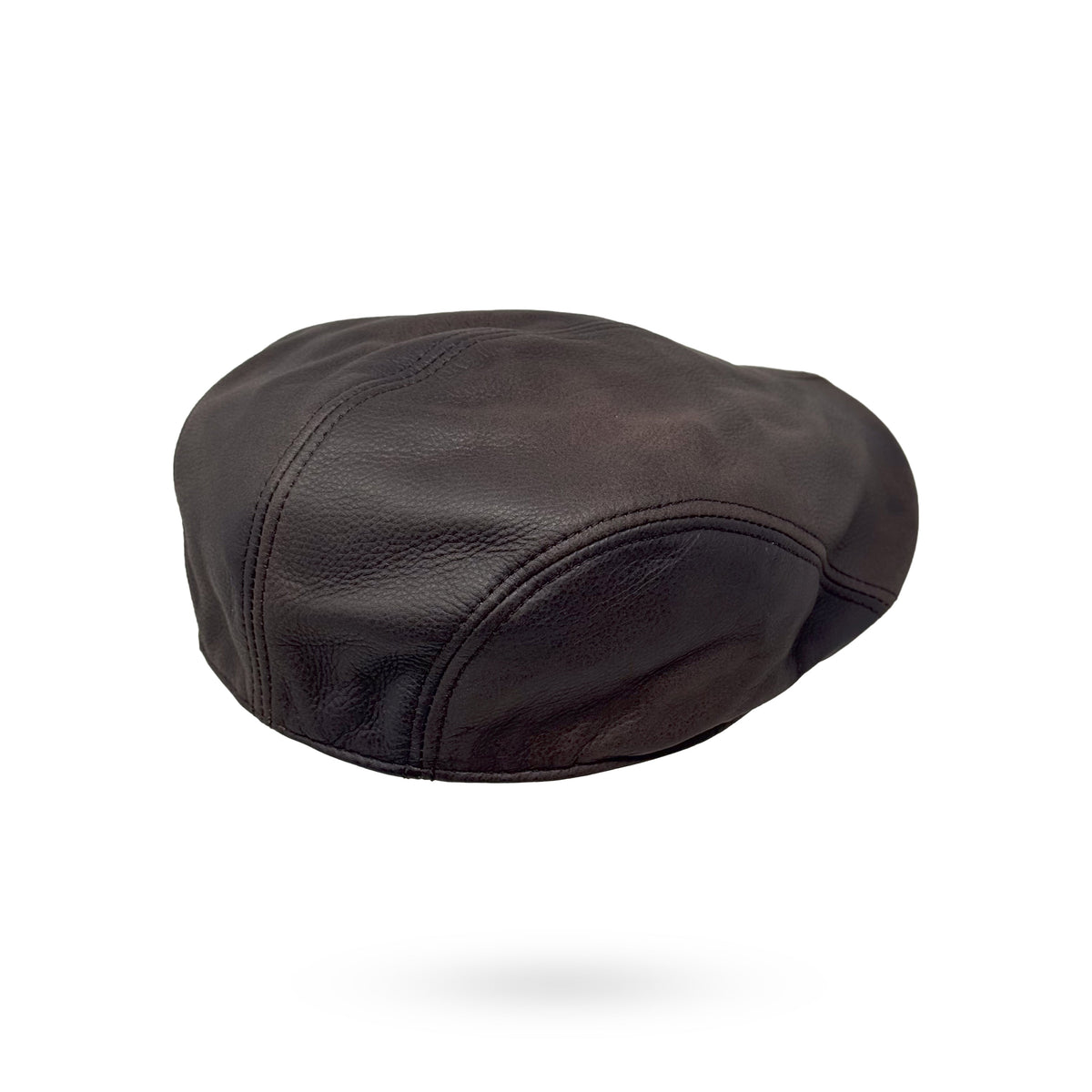 Herren Schiebermütze Flatcap Mütze Echt Leder Ledermütze Kappe Cap Schirmmütze Braun