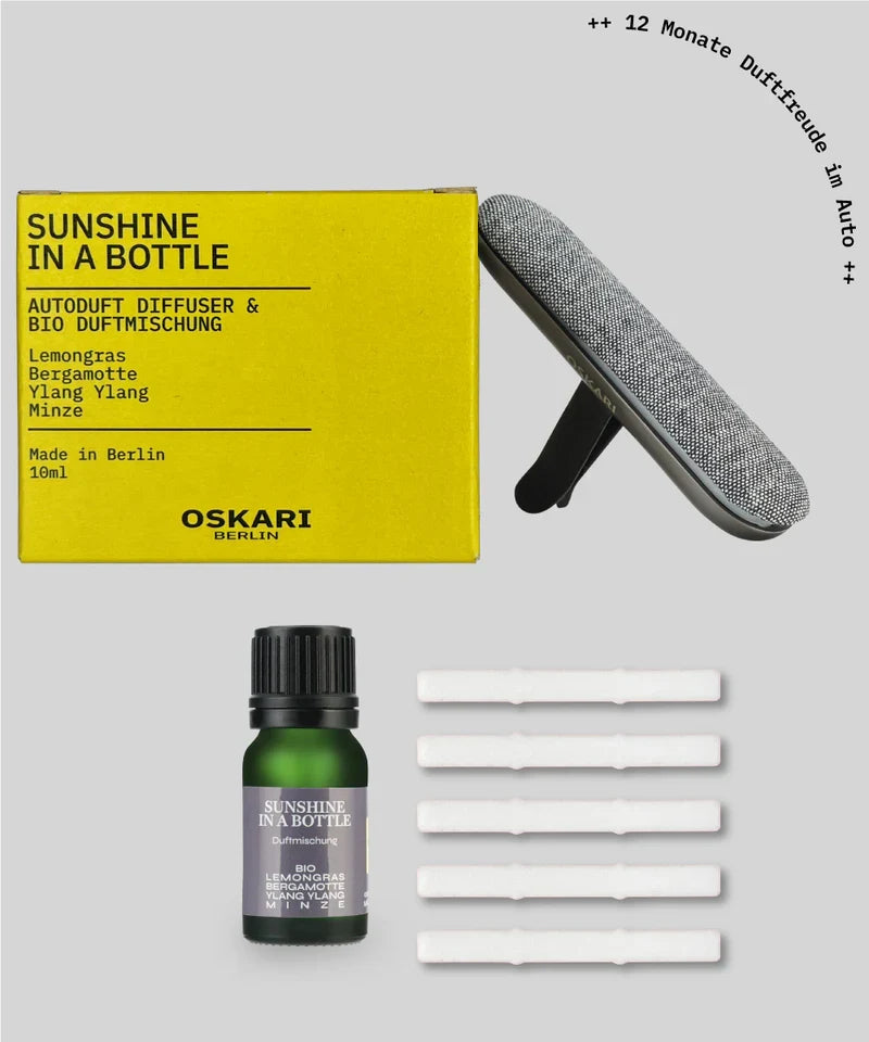 Oskari – Autoduft-Set „Sunshine in a Bottle“ – Sonnige Frische für gute Laune unterwegs