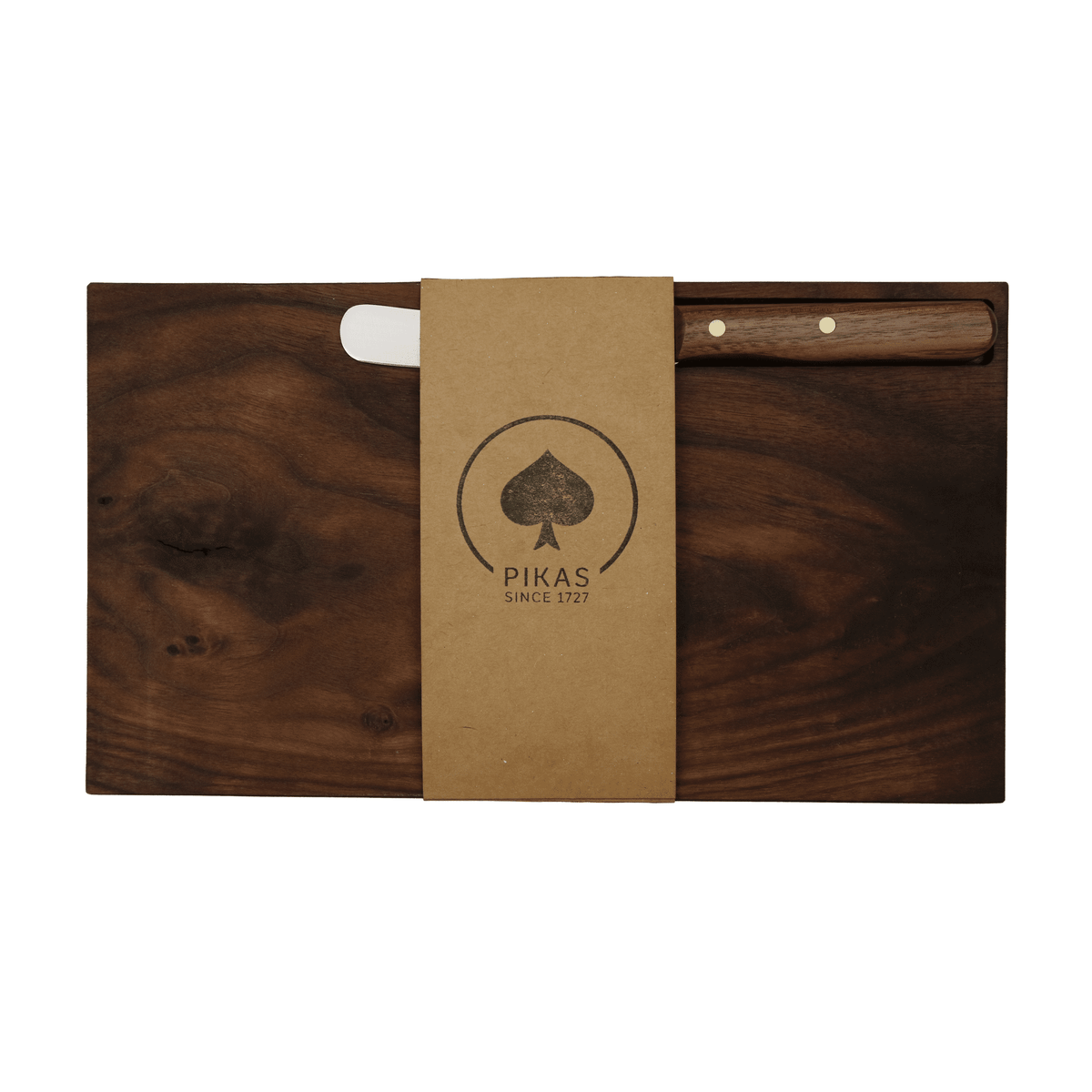 Walnuss-Holzbrettchen Massivholz mit Buckelsmesser