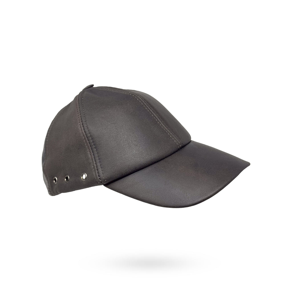 Baseball Cap Leder Outdoor Biker Kappe Lederkappe Unisex Dunkelbraun