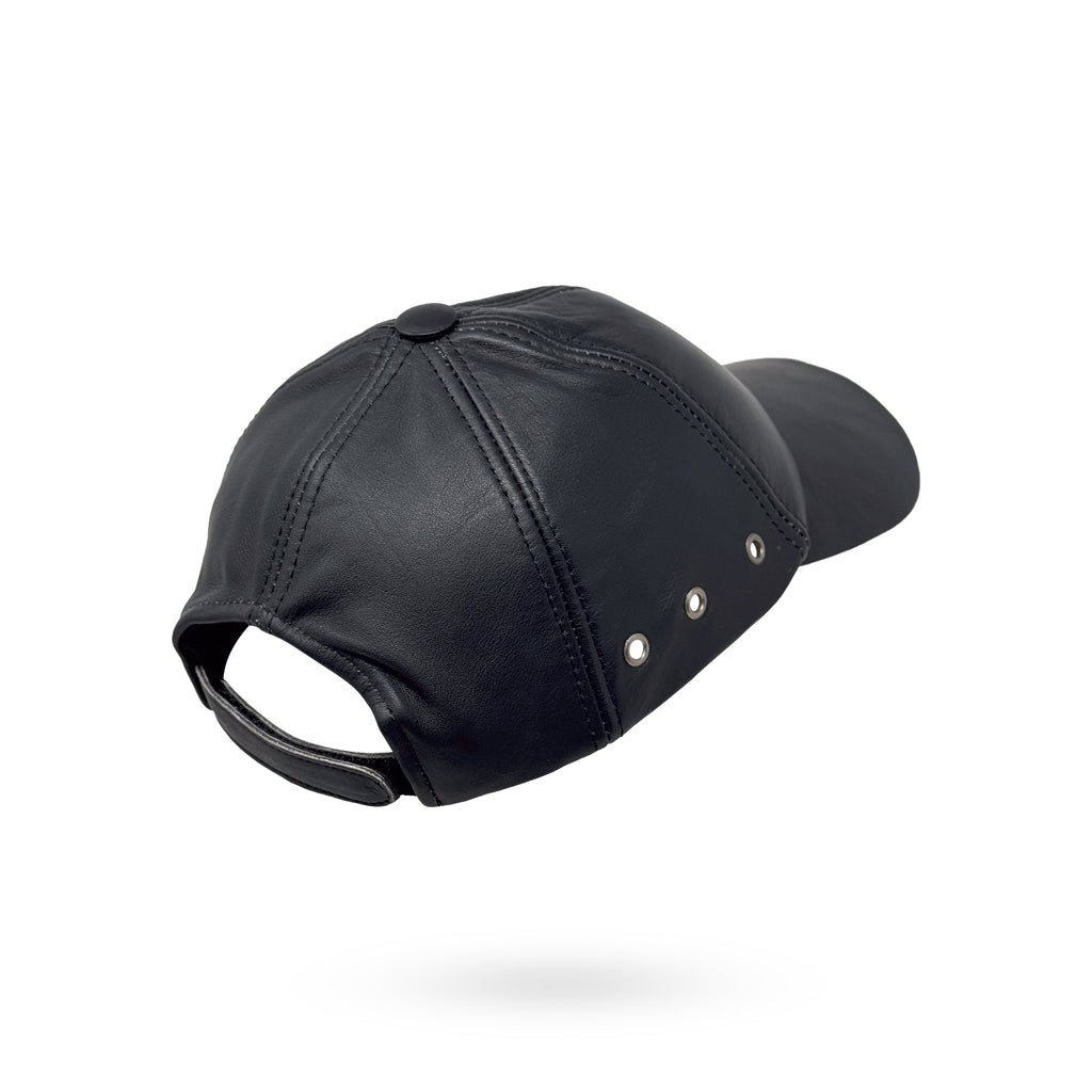 Baseball Cap Leder Outdoor Biker Kappe Lederkappe Käppi Unisex Schwarz