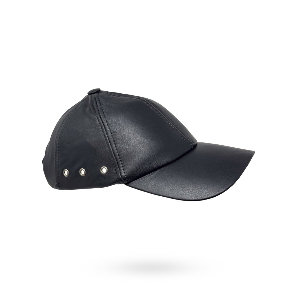 Baseball Cap Leder Outdoor Biker Kappe Lederkappe Käppi Unisex Schwarz