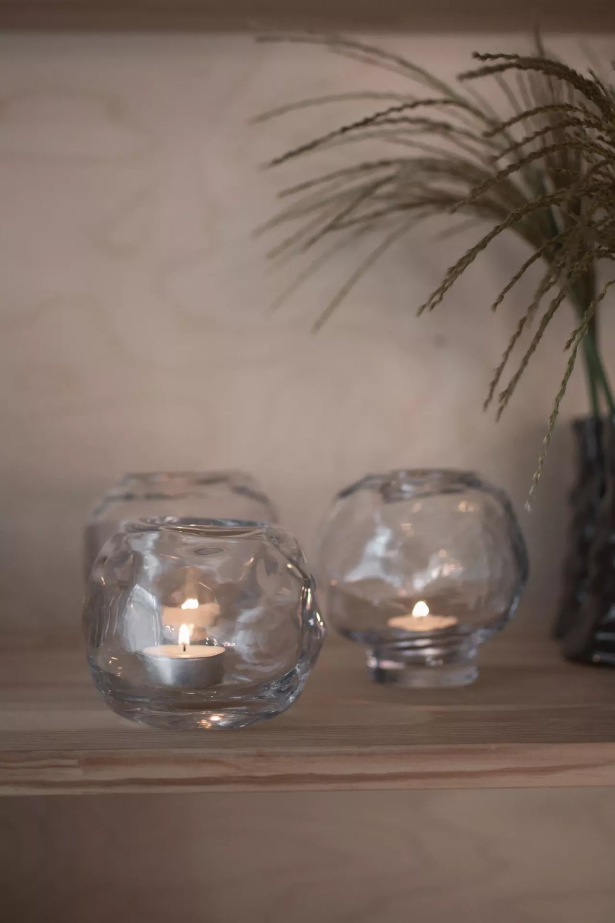 "Bunch" – Mini-Windlicht auf Fuß – Kerzenwindlicht – Transparent – 12 cm