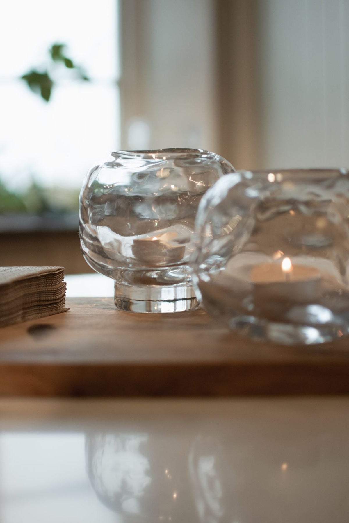 "Bunch" – Mini-Windlicht auf Fuß – Kerzenwindlicht – Transparent – 12 cm
