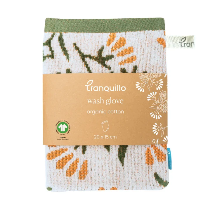 Waschhandschuh FLORAL aus Bio-Baumwolle – weich & GOTS-zertifiziert | Tranquillo